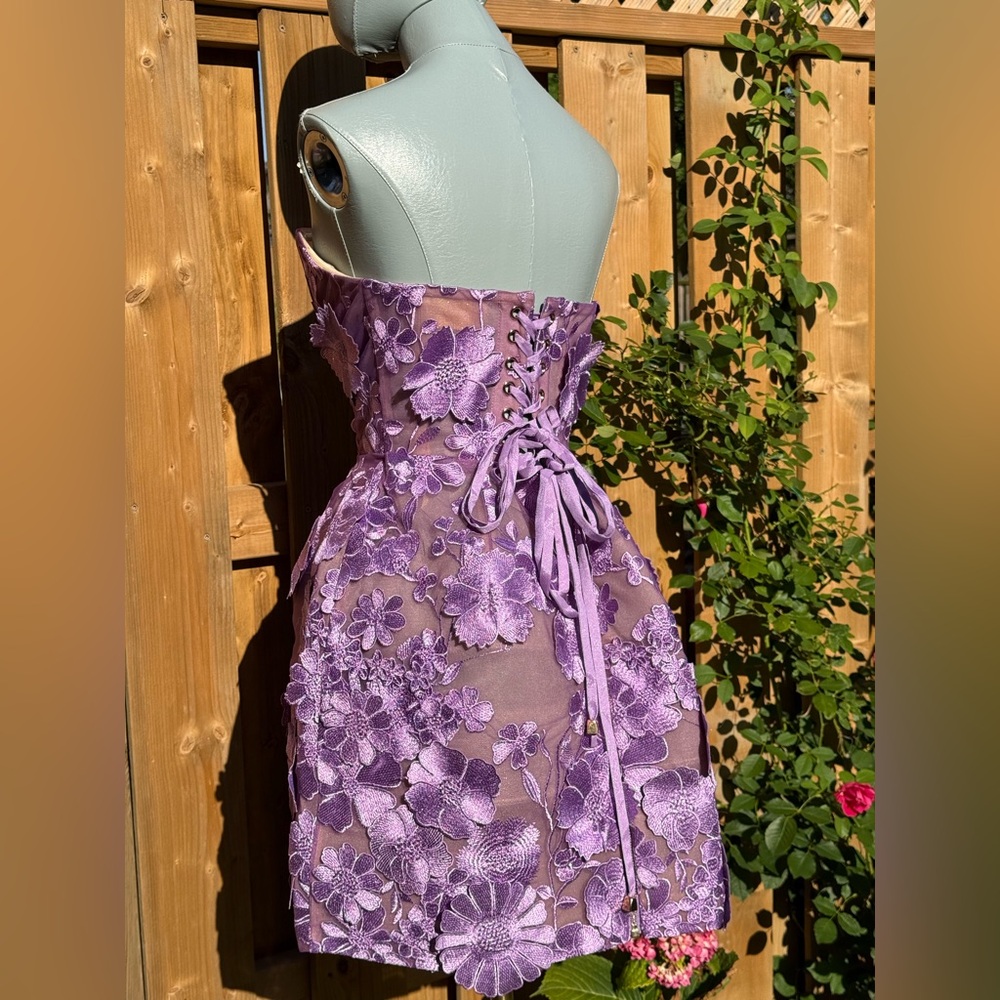 🆕 BRONX & BANCO 🧿 NWOT Jasmine Maraya Lilac Mini Dress - Sz L US 8 - Picture 12 of 17